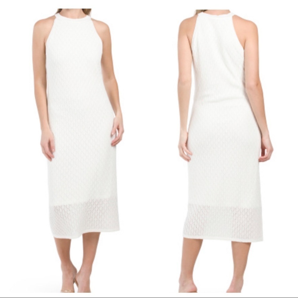 House of Harlow 1960 ivory pointelle sleeveless midi dress NWT